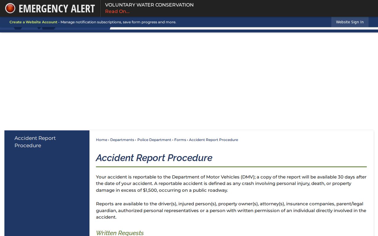 Front Royal criminal records crash report instructions in Warren County