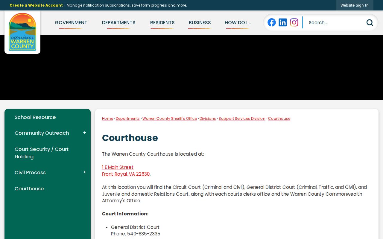 Warren County courthouse criminal records offices