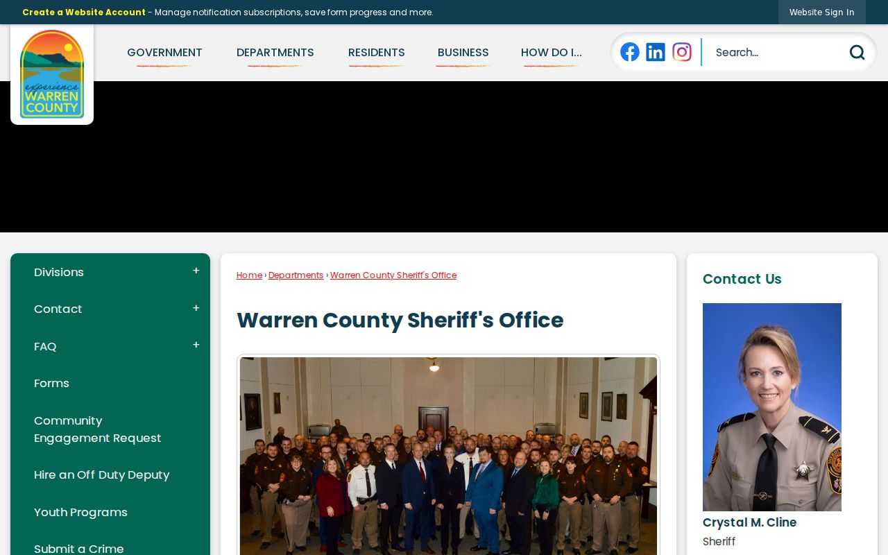 Warren County Sheriff's Office criminal records and services page