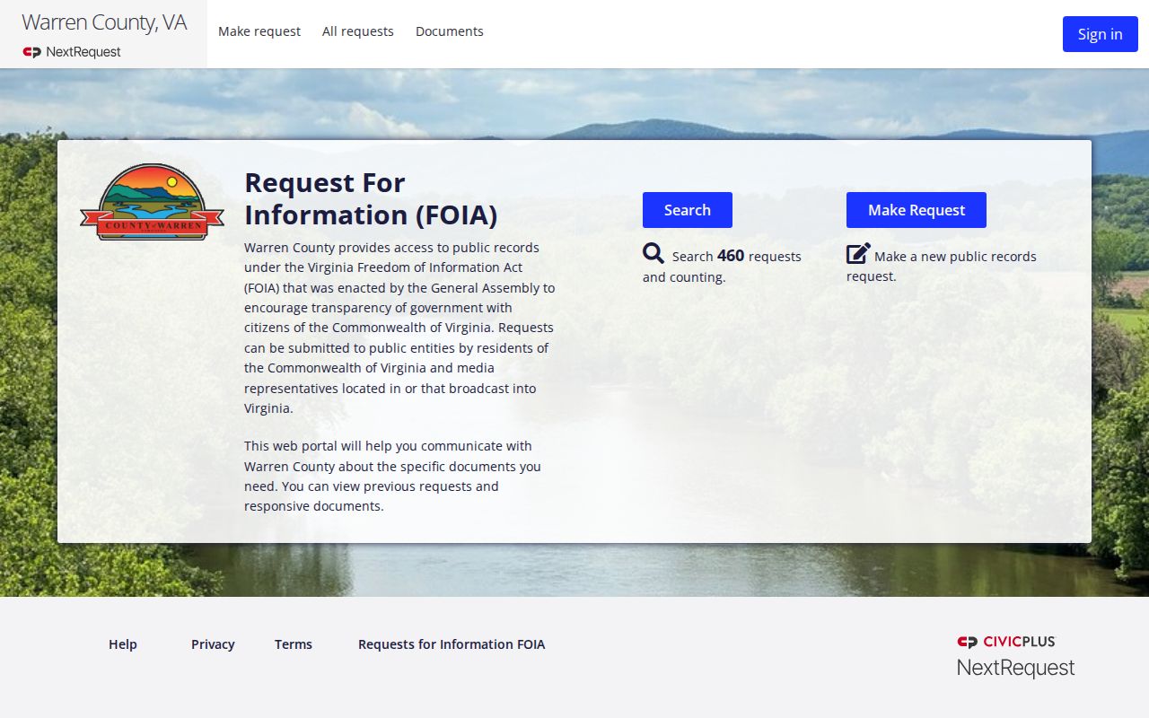 Warren County criminal records request and released records portal
