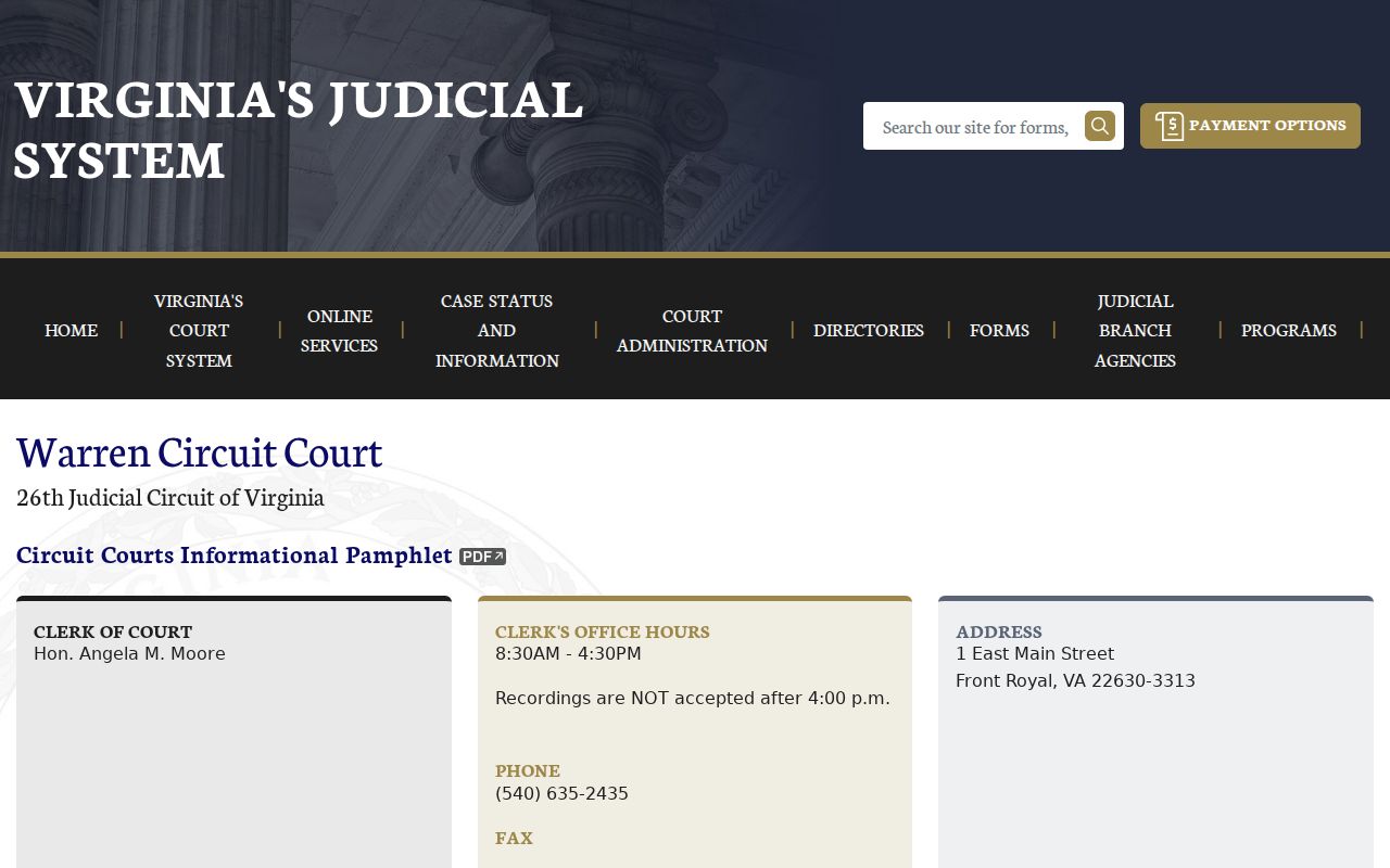 Warren County criminal court case contacts for Circuit Court